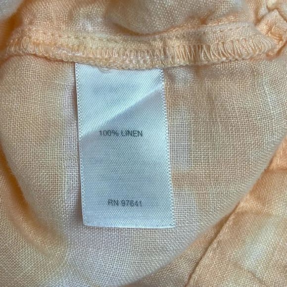 J. Jill Pure Jill Women's Orange Linen Striped Tie Dye Short Sleeve Top Size M - Picture 4 of 5